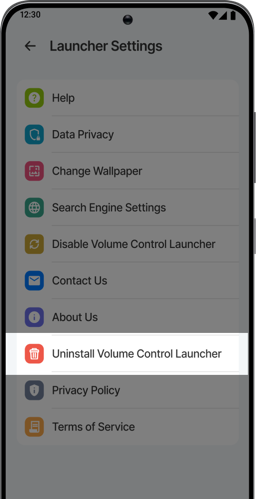 Select Uninstall Volume Control Launcher